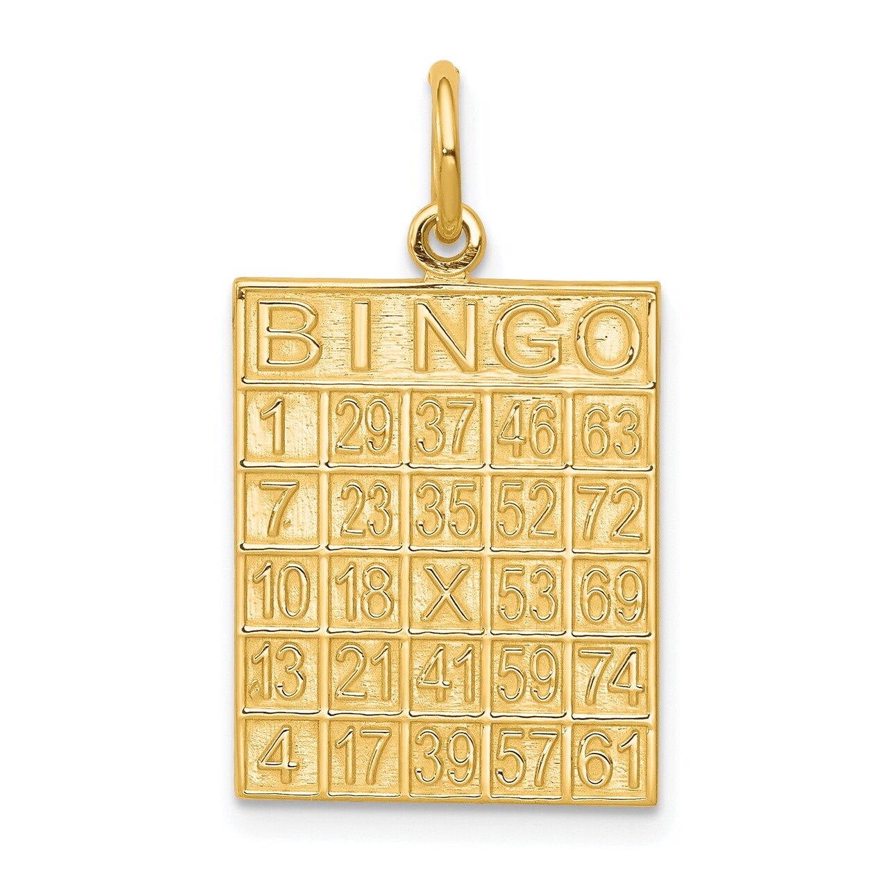 10K Yellow Gold Bingo Card Charm Polished Jewelry New 25 X 15mm